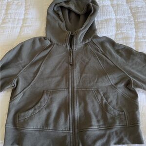 Lululemon Cropped Army Green Scuba Zip Up